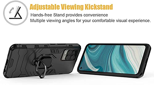 Image of OneLike 360 Shockproof Slim Drop Full Body Protection Robot Ring Phone Back Cover for Realme 8 4G - Black
