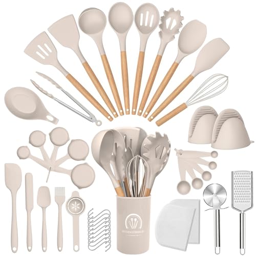 Reviews de Palas para cocina al mejor precio. 45 Hisemy Conjunto de Utensilios de Cocina,43 Utensilios de Cocina de Silicona,Cucharas de Silicona para Cocinar,Resistentes al Calor, sin BPA,para Cocinar, Mezclar y Hornear...