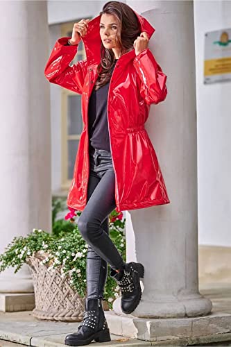 Fancyd Large Red PVC Women's Rain Jacket with Button Closure - Image 3