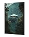 Cawpom UFO SciFi Scene Wall Art Extraterrestrial Artwork Wall Decor Picture Forest Scenery Canvas Print Painting Poster Frame Home Living Room Bedroom Decoration(24x16 inches)