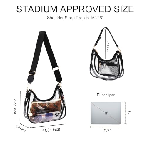 Clear Shoulder Bag for Women – Stadium-Approved Cute Hobo Tote, Crossbody Handbag & Mini Clutch Purse2