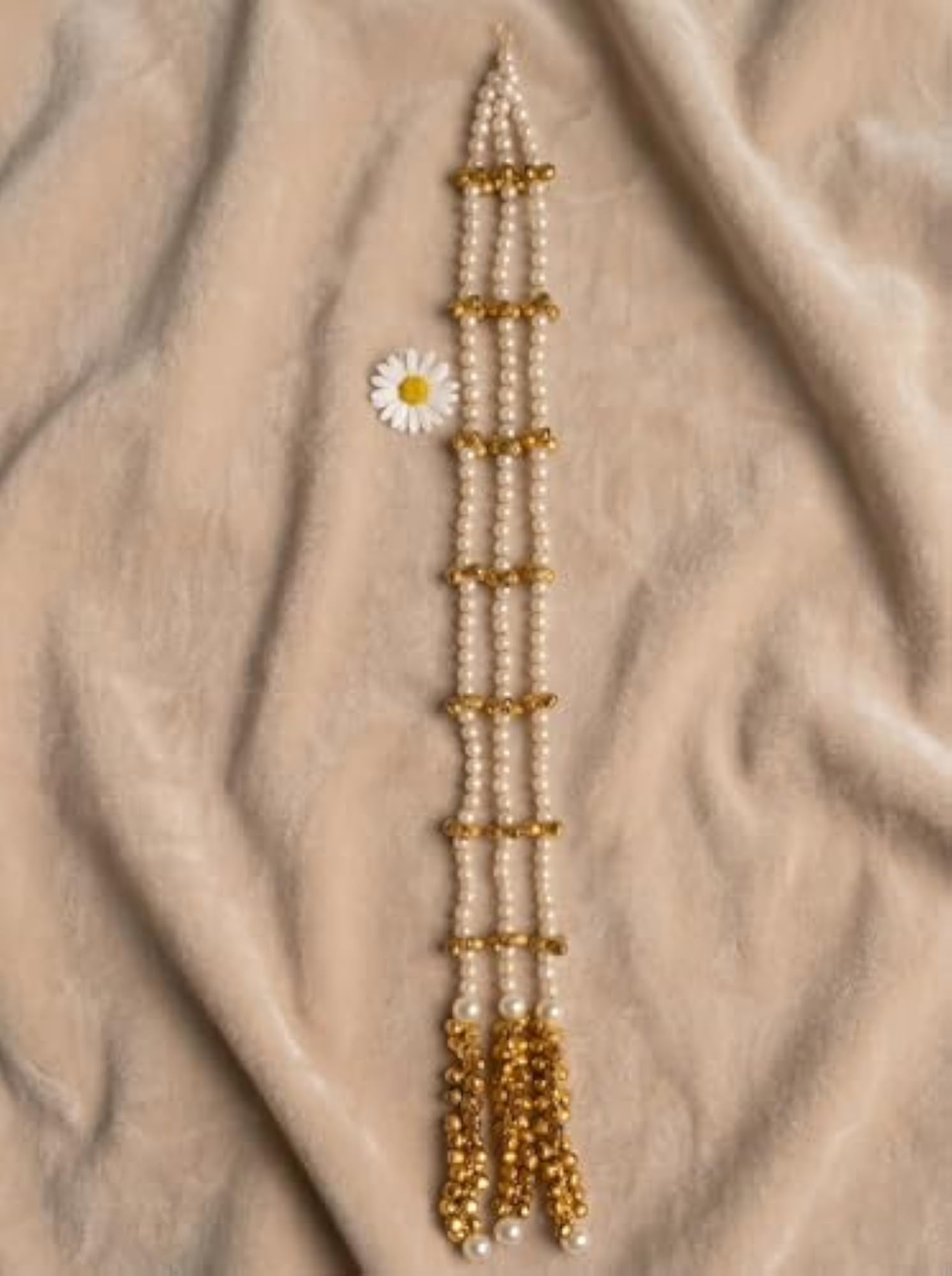 Kashmiri Traditional Pearl Bead Ghungroo Parandi Hair Extension