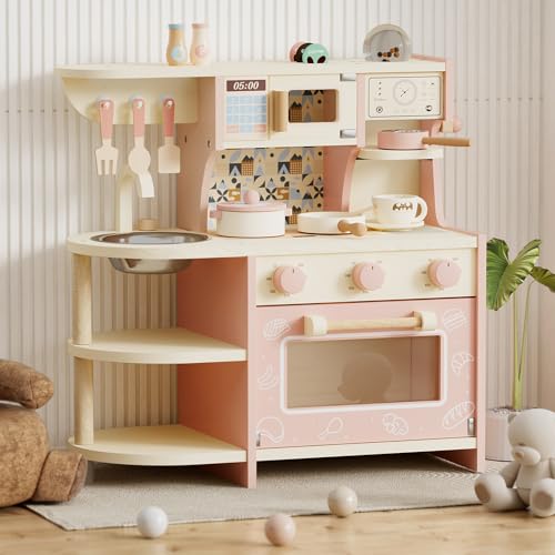 XJD Holz Kinderküche für Kinder, Kleinkind-Spielküche mit...