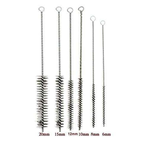 Yxq 12Pcs Tube Brush Kit Stainless Steel/Brass Wire Bottle Long-Handle Bristle Cleaning, 12 Inch X 6Mm/8Mm/10Mm/12Mm/15Mm/20Mm #TOP1