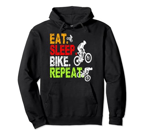 MTB Mountain Bike Eat Sleep Bike Repeat Divertente Regalo Felpa con Cappuccio