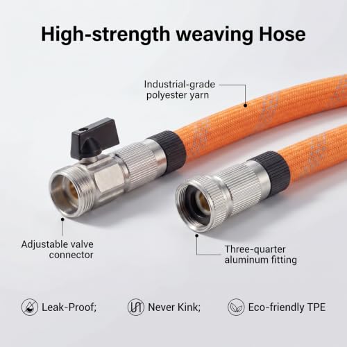 Garden Hose 25ft - Non-Expanding, Burst-Proof Flexible Water Hose with Thickened TPE Core & Round Braided Polyester, Kink-Free & Lightweight for Yard and Camper — view 3