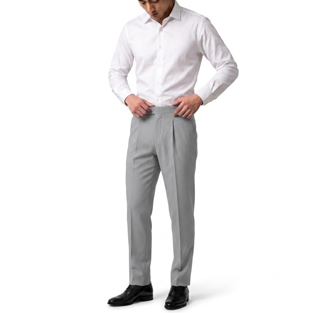 Formal Trousers for Men, Regular Fit, Super Stretch Woven Fabric, Solid, Mid Rise, Office-image-23