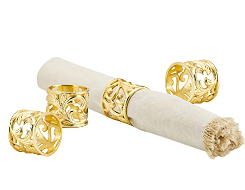 Godinger Round Baroque Napkin Rings Set Of 4 Alternative Metal For Wedding Banquet Dinner Decor #TOP1