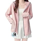 [GAOTEK] ラッシュガード レディース パーカー UVカット 【皮膚科医監修・UPF50+測定済み・接触冷感】 冷感パーカー 抗菌防臭 大きいサイズ 日焼け対策 吸汗速乾 通気性 指穴あり 夏 水着 軽量 薄手 体型カバー 可愛い (JP, アルファベット, M, ピンク)