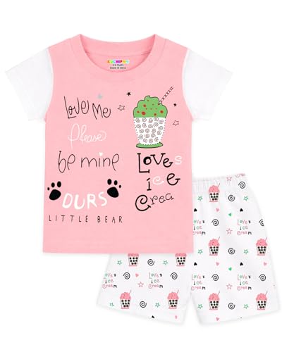 Image of Kuchipoo Girls 100% Cotton T-Shirt & Shorts Set | Printed Summer Wear Set | Soft & Comfortable Kids Clothing | Pack of 4