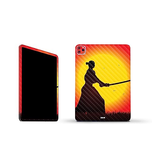 Image of MightySkins Carbon Fiber Skin Compatible with Apple iPad Pro 11 inch M2 4th Gen (2022) Full Wrap Kit - Sunset Samurai | Protective Durable Textured Carbon Fiber Finish | Easy to Apply | Made in The USA