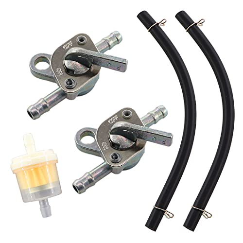 MCHNIC 6mm Benzinhahn Kraftstoffhahn mit Benzinfilter Benzinschlauch für 50cc 70cc 90cc 110cc 125cc 140cc 150cc Moped Mofa Motorrad Quad Dirt Bike ATV mit Schlie Funktion