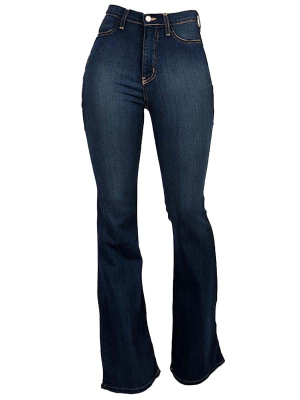 Andongnywell Women's Fashion High Rise Jeans Slimming Wide Leg Stretch Denim Flare Bellbottom Jeans Trouser