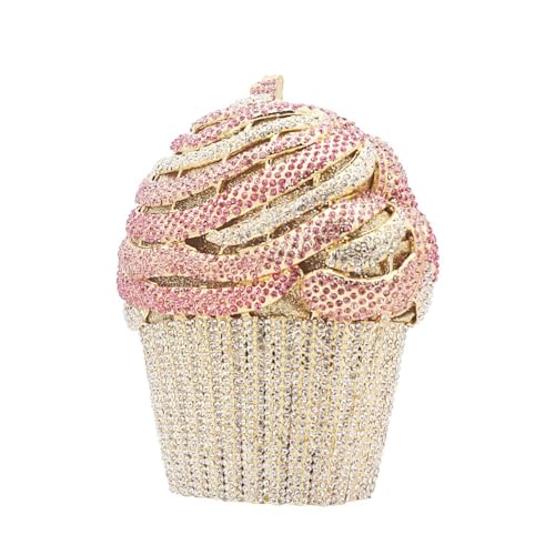 Image of Women Ice Cream Crystal Evening Bag Luxury Rhinestone Clutch Wedding Party Minaudiere Purse and Handbag for Cocktail