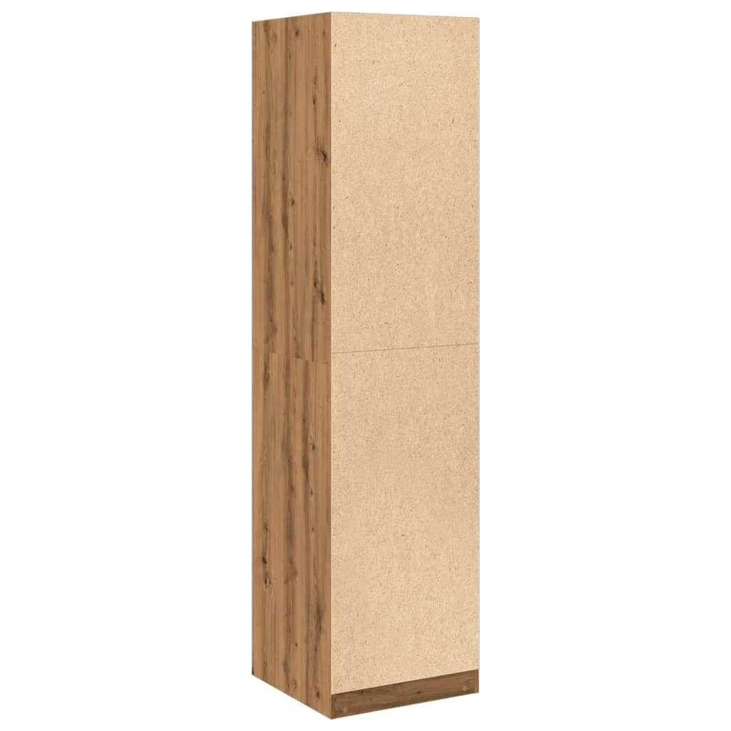 Szafa na ubrania z dębu Artisan 50 x 50 x 200 cm z materiału drewnopochodnego z miejscem do przechowywania i uchwytem ściennym do sypialni,