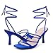 Shoe Land Women's Strappy Heels – Square Open Toe Lace-Up Heeled Sandals with Adjustable Ankle Wrap, Comfy 3-Inch Stiletto Dressy Evening High Heels for Wedding & Party, Royalblue, Size 9.0, SL-Lumi