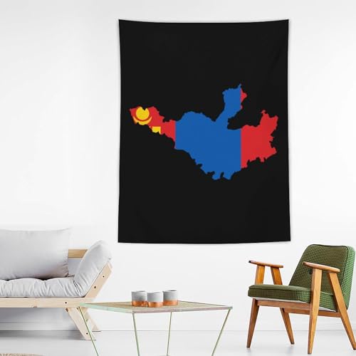 Tapiz de Mongolia vertical para decorar tu dormitorio con un mapa original 3