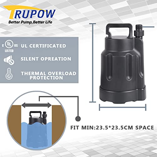 Image of Trupow 1 /4 HP 1850GPH Electric Submersible Utility Water Pump Pond Home Garden Swimming Pool Pump for Clean Water