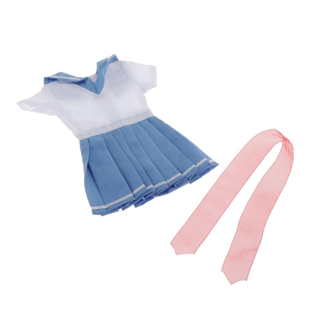 BJD Puppenkleid 1/3 BJD Puppenkleidung Prinzessinnen Party Kleid Mode Bekleidung Set Zubehör aus Stoff Handarbeit Passend für Night Lolita Puppen für, Schuluniform Blaue Rock