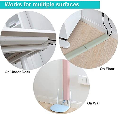 Image of RKPM HOMES Cable Protector I Concealer Cord Cover I Self-Adhesive Wall Mount Paintable Cable Management for Home, Office, Warehouse I Easy to Unfold & Open I Raceway to Hide Wires (Pack of 4, Grey)
