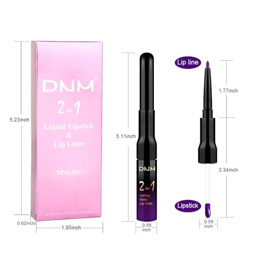 Image of evpct 3Pcs Lavender Dark Violet Purple Matte Lip Liner & Liquid Lipstick Stain Makeup Set for Women, Lip Liner Stain Long Lasting Waterproof Smudge Proof, Cruelty Free Lip Makeup 24 hours originales