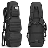 Trakiom 36' Soft Rifle Case, Double Rifle Tactical Long Backpack, Gun Bag with Lockable Zipper and Molle System for Hunting Shooting, Black