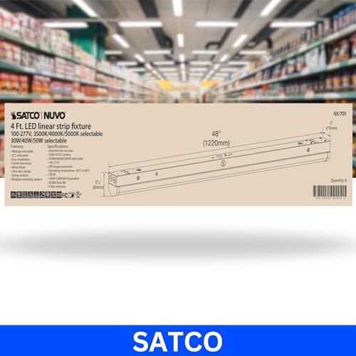 Tira lineal de LED Satco 65-701 4FT, Blanco 2 unidades miniatura 6