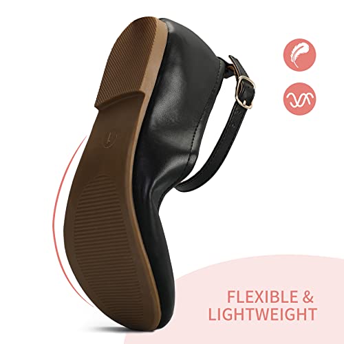 K KomForme Girl's Ballerina Flat Ankle Strap Dress Ballet Flat Shoes（Toddler/Little Kid/Big Kid）4