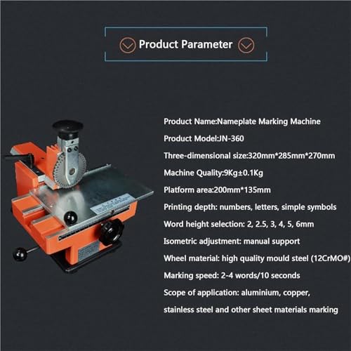 Timbro per targhe in metallo, goffratrice semiautomatica per artigianato e personalizzazione, include morsetto, piano di lavoro 135 mm x 200 mm