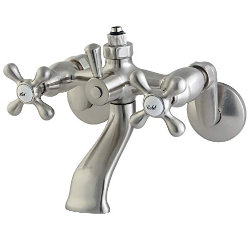 Amazing 🔥 Kingston Brass CC2668 Vintage Wall Mount Tub Faucet with Riser Adaptor, Brushed Nickel