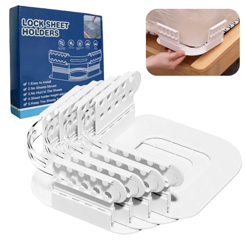 Bed Sheet Holders for Corners, Sheet Straps Keep Sheets Firm & Tight, Mattress Sheet Holder with 5-Mold Lock Strap Fits Bedding