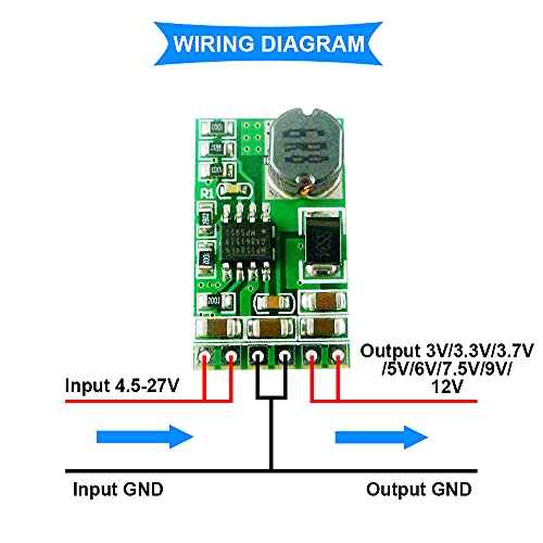 Image of 2PCS DC-DC Buck Converter 4.5V-27V to 3V 3.3V 3.7V 5V 6V 7.5 9V 12V Step Down Power Supply High Efficiency Voltage Regulator Module DD2712SA with Pin Header