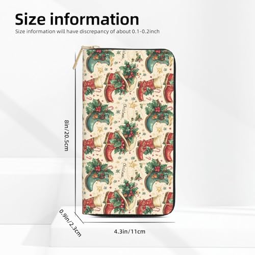 Leather Thin Slim Wallets for Women Men - Fashion Christmas Cowboy Boots Print Card Wallet Holder with Zipper2