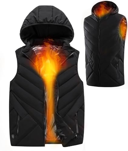 Errzom Gilet Chauffant avec 11 Zones Chauffage, Gilet Chauffant pour Hommes, Gilet Chauffant 3 Températures Réglables, Veste Thermique pour Ski, Plein Air, Camping (sans Batterie),5XL