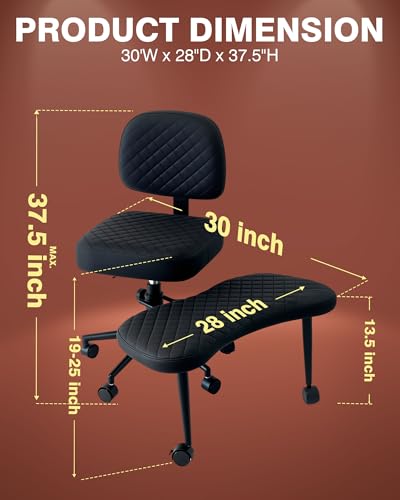 Image of PYY Cross Legged Office Chair - Upgraded Durable Tech Fabric Meditation ADHD Office Chair w /Wheels, SGS Gas Rod, Load Capacity 300LBS, Squatting Kneeling Fidget Chair for Home & Office, Black