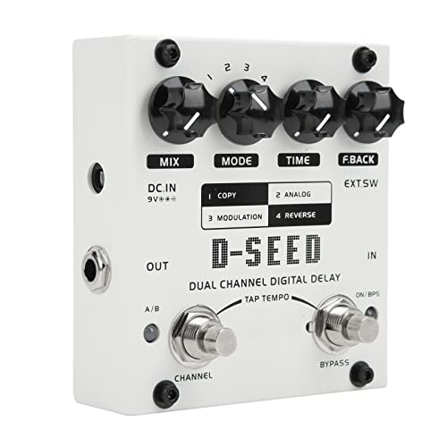 Dual Channel Digital Delay Effect Pedal for Guitar with TAP-TEMPO, 4 Modes, and Delay Time Up to 6000ms