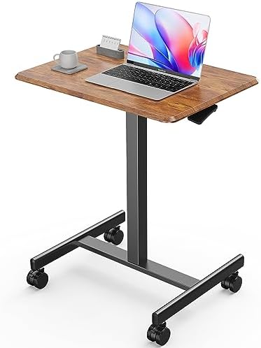 Sweetcrispy Mobile Rolling Desk, Small Standing Desk with Wheels