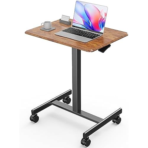 Sweetcrispy Mobile Rolling Desk, Small Standing Desk with Wheels