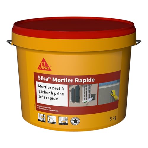 SIKA - Mortier prêt à gacher anti-fuites d'eau, anti-infiltrations, petit scellements, à prise très rapide - Sika Mortier Rapide - Multi-supports - 5kg