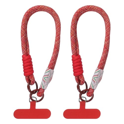 PATIKIL Cell Phone Wrist Lanyard, 2 Pcs Universal Phone Wrist Lanyard Hand Wrist Strap Anti Theft Strap with Pads, Red