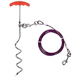 Favorite 16-inch Spiral Stake with 15-feet Tie Out Cable for Large Medium Dogs Outdoors, Camping and Garden