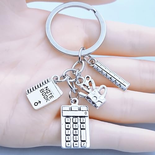 Porte-clés calculatrice et règle pour professeur de mathématiques et sciences