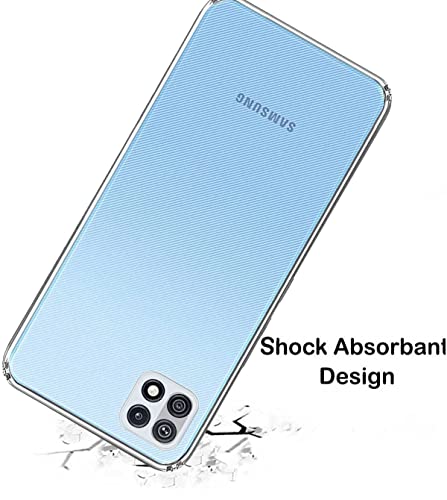 Image of Soft Flexible Silicone Back Cover Compatible with Samsung Galaxy F42 5G / A22 5G, Transparent Case + Screen Guard