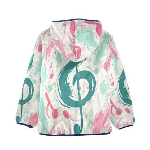Musical Notes Abstract Toddler Fleece Jacket Girl Boys Hooded Fleece Jacket Coat Warm Outwear Zip-up 3-10T2