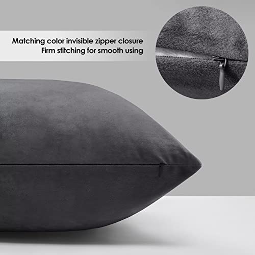 Homelike Moment Throw Pillow Covers 18X18 Set Of 2, Gray Velvet Decorative Couch Pillow Cover Soft Square Cushion Cases For Sofa Bed Car (18X18 Inch, Dark Grey) #TOP1