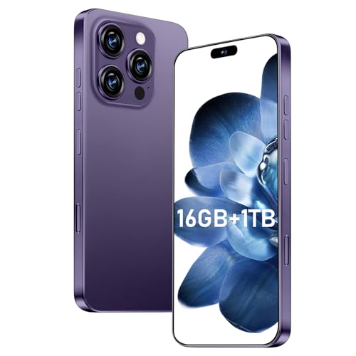 I16 ProMax Smartphone New Upgrade 16GB+1TB/6.99″ Display 68+108MP Zoom Camera,Tempered Glass Finish, 7000mAh Android 13 Smartphone (Deep Purple)