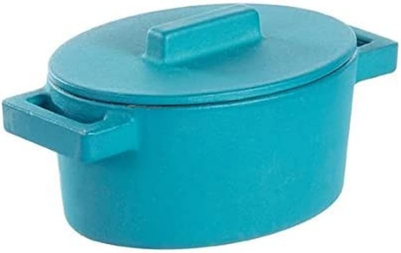Sambonet Cast Iron Oval Casserole Dish with Lid Light Blue 0cm