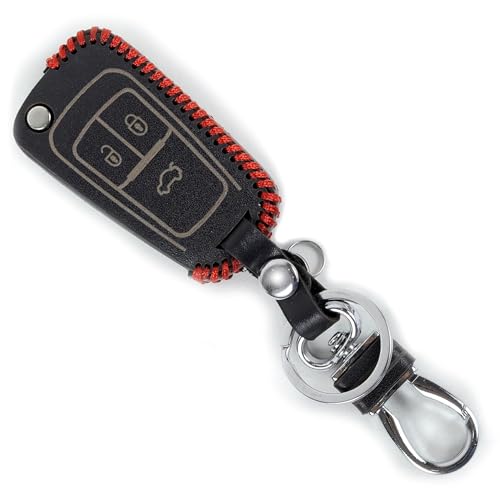 Image of Leather Car Key Cover for Chevrolet Cruze Car Remote Key (Black)
