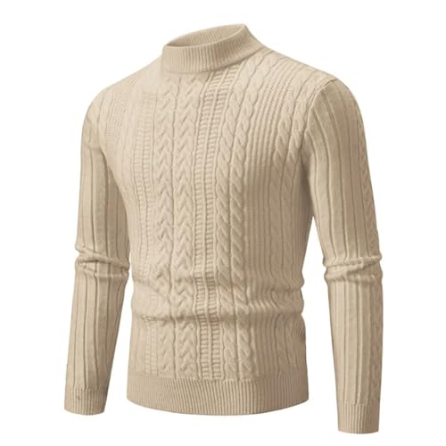 Men's Winter Mock Neck Knitted Sweater Solid Color Slim Fit Warm Knit Pullovers3