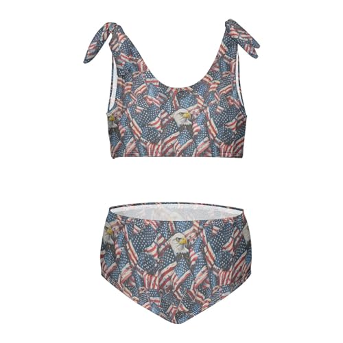 Flags Eagle Girls Two Piece Tankini Swimsuits Summer Bathing Suit Beach Swimwear Set, 4T Multicoloured